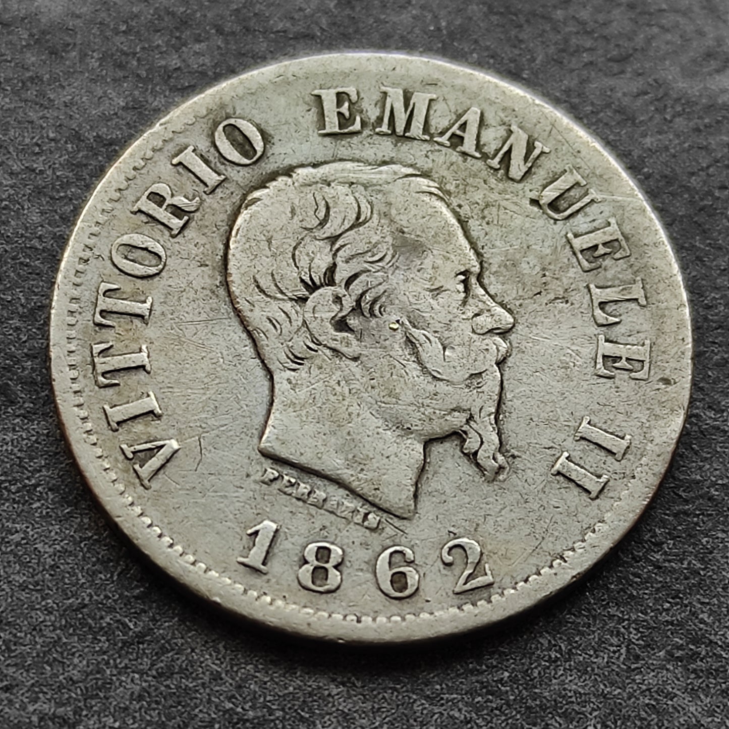 Italie 50 cents 1862 Naples Vittorio Emanuele II Argent 2.43 gr