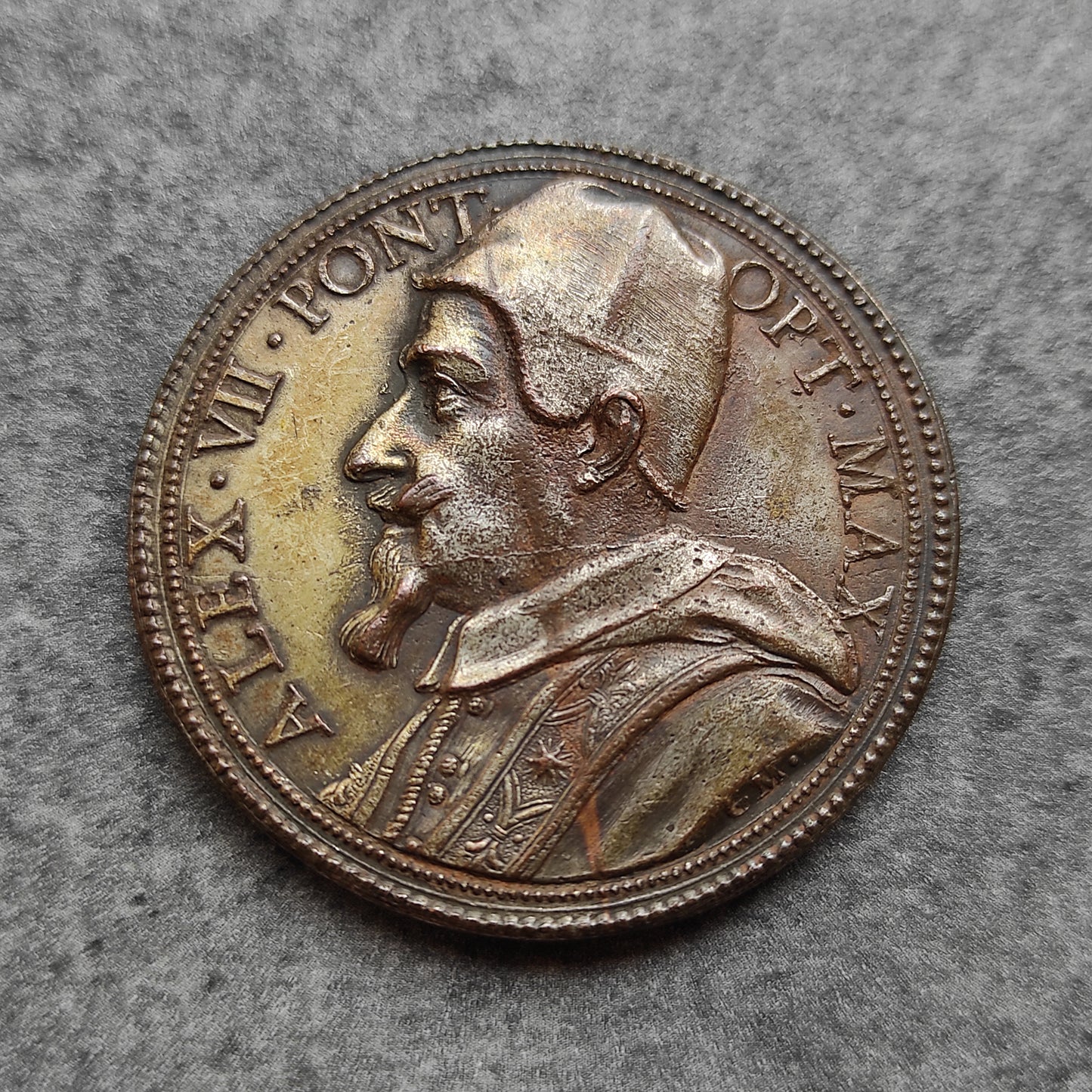 Medalla Vaticano y Estados Pontificios Alejandro VII (1655-1667) Centvmcell Naval 1660 28,02 gr 42 mm