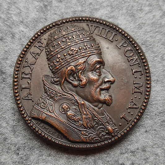 Vatican and Pontifical States Alessandro VIII medal (1689-1691) Domini is Assvmptio Nostra 1690 Trono 29.5 mm 14.35 gr