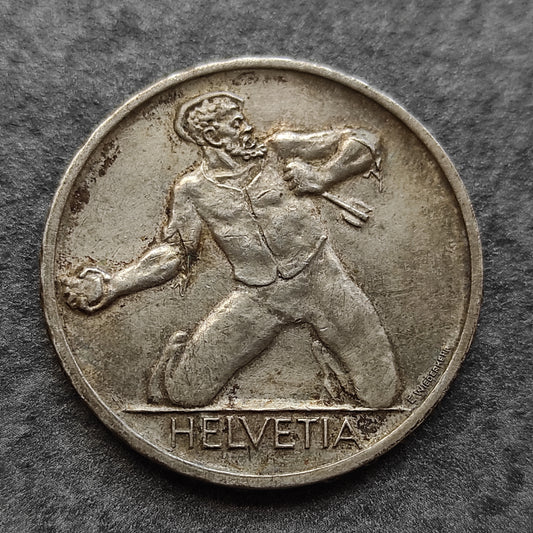 Suiza Helvetia 5 francos 1944 Batalla del Birse Plata 14,84 gr