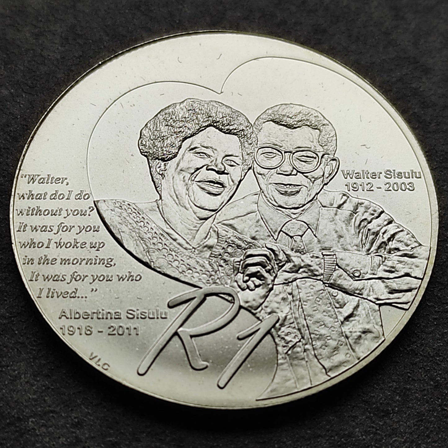 Sudáfrica 1 Rand 2012 Albertina &amp; Walter Sisulu 32,69 mm Plata 925 ‰ Plata 15,00 gr