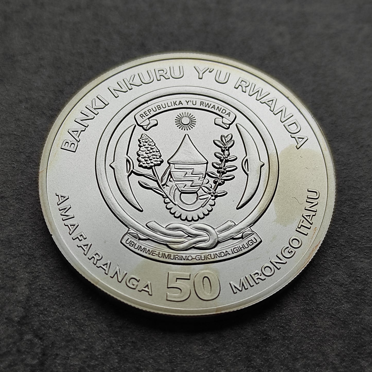 Ruanda 50 AMF 2012 Rinoceronte 1 onza de plata ‰ 1 Oz Plata fina