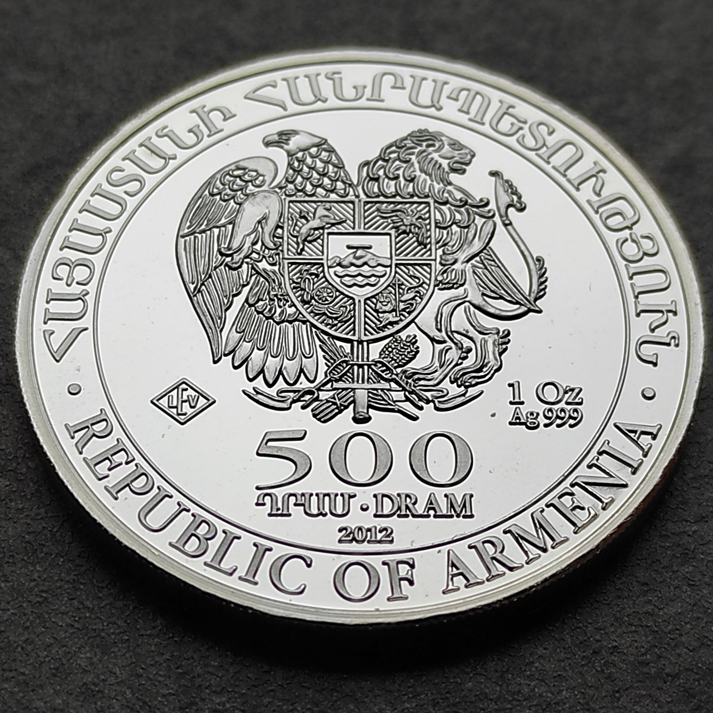 Armenia 500 Drams 2012 Arca de Noé 1 Onza de Plata 1 Oz Plata Fina