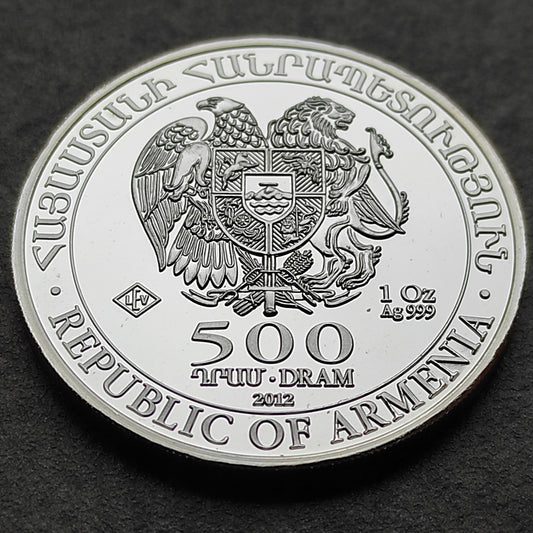 Armenia 500 Drams 2012 Arca de Noé 1 Onza de Plata 1 Oz Plata Fina