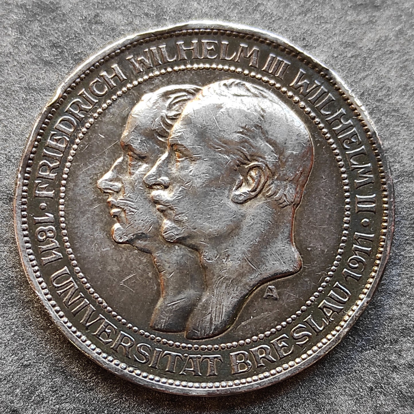 Alemania Prusia 3 Marcos 1911 A Berlín Universidad de Wroclaw Plata 33 mm 16,6 gr