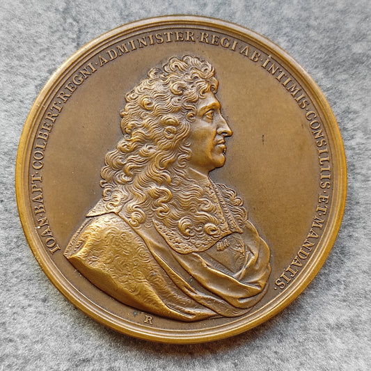 Médaille Colbert abstains and keeps 1674 en bronze 62 mm 122 gr