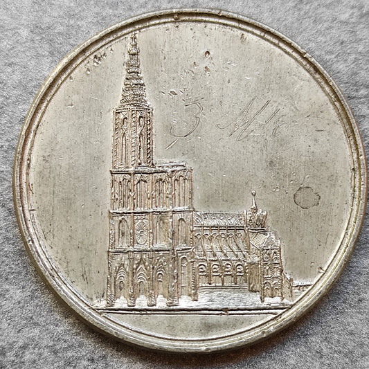 Strasbourg cathedral medal in tin 50 mm 31.33 gr