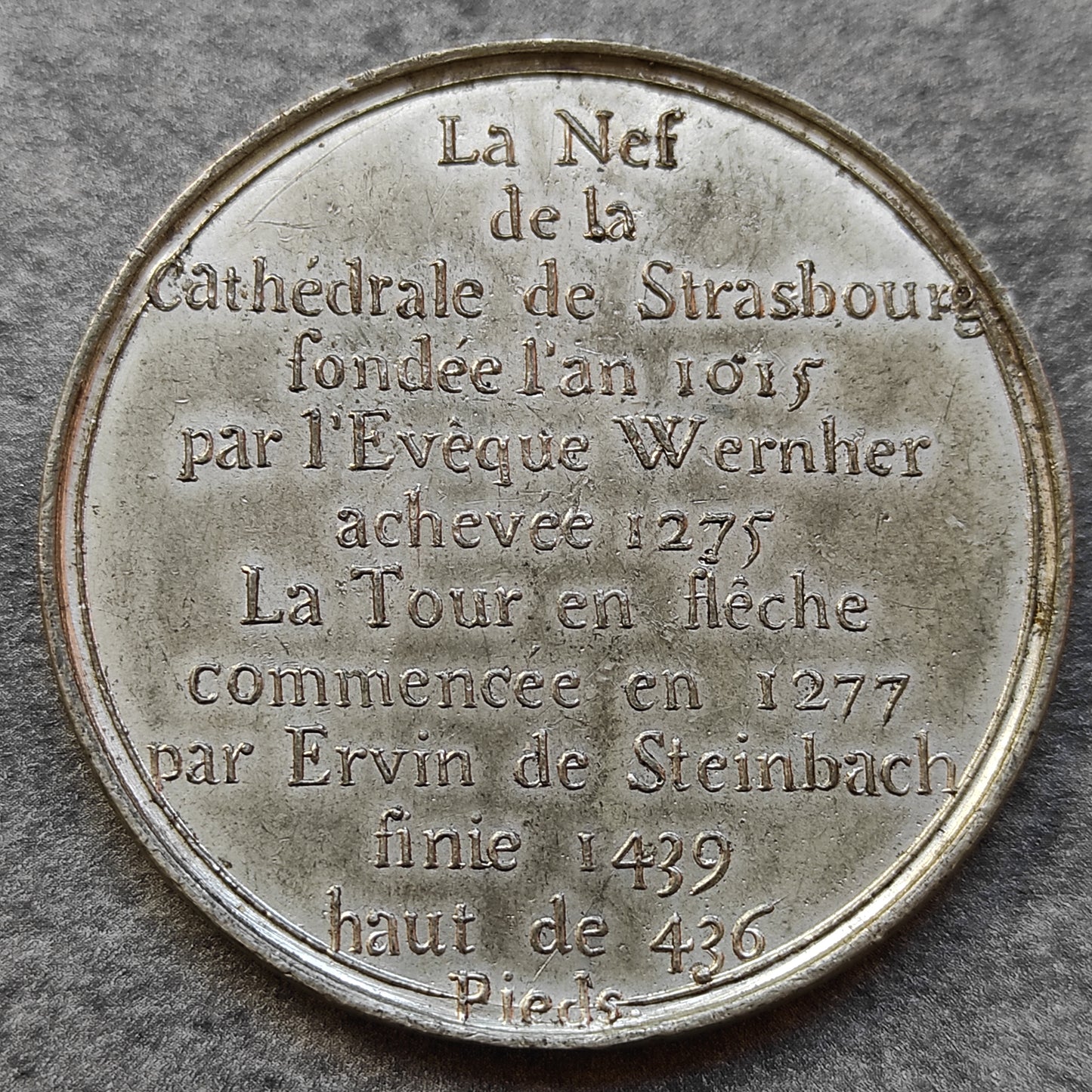 Strasbourg cathedral medal in tin 50 mm 31.33 gr