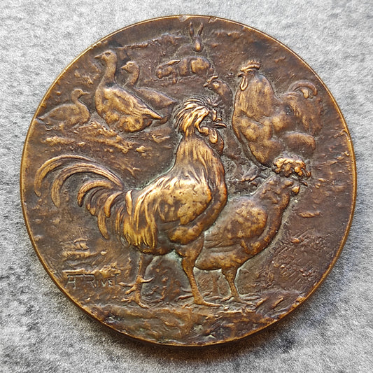 Medal Society of poultry farmers from northern by rivet in bronze 50 mm 71.82 gr