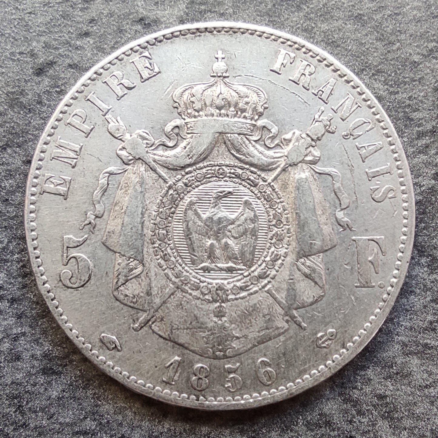 Napoleón III 5 francos 1856 A París Cabeza Desnuda Plata 24,90 gr