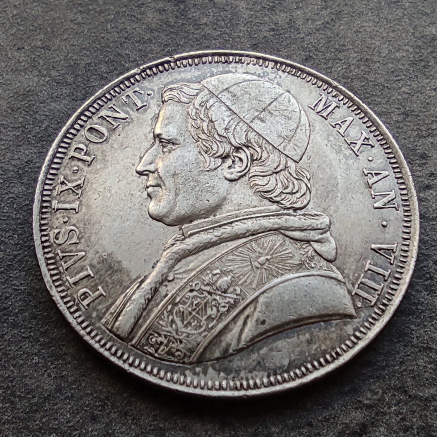 Vatican Pius IX (1846-1878) Scudo 1853 R ROME Anno VIII Argent 26.80 gr