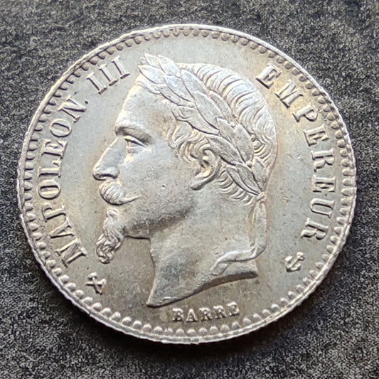 Napoleón III (1852-1870) 50 céntimos 1866 K Burdeos Cabeza de laurel plata 2,51 gr