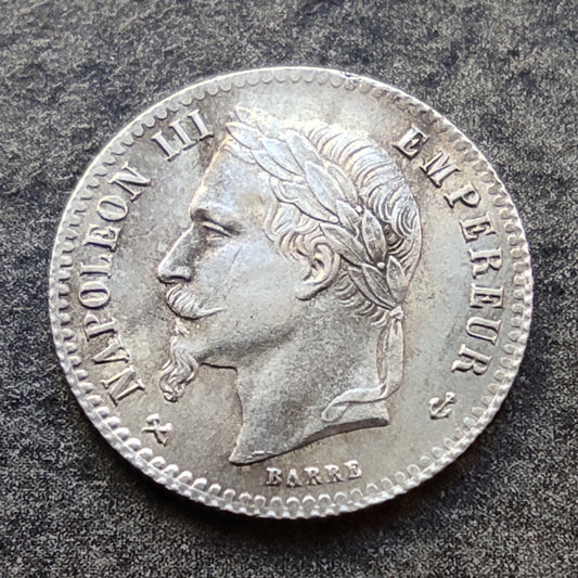 Napoleón III (1852-1870) 50 céntimos 1866 K Burdeos Cabeza de laurel plata 2,49 gr