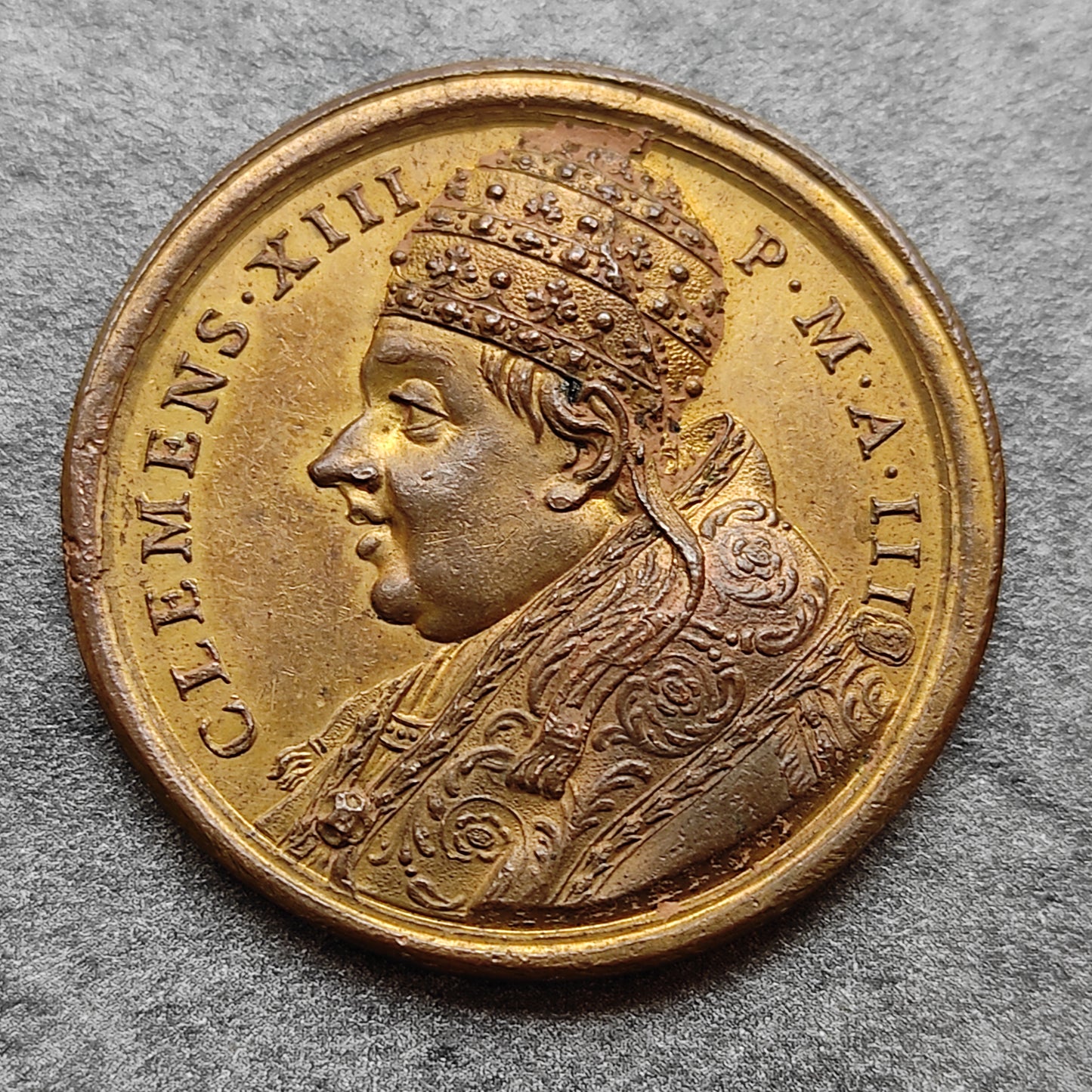 Medalla papal Clemente XIII 1761 Gregorio Barbadico 35 mm 16,81 gr