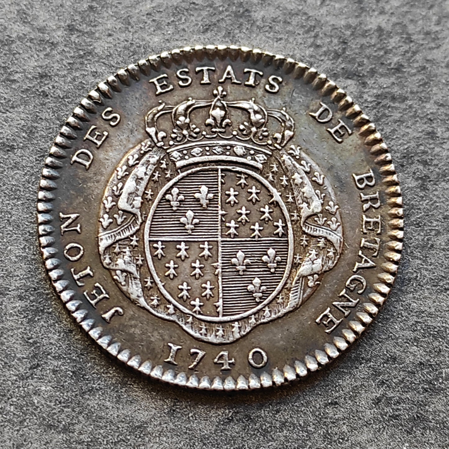 Ficha de los Estados de Bretaña 1740 Luis XV Plata 7,09 gr