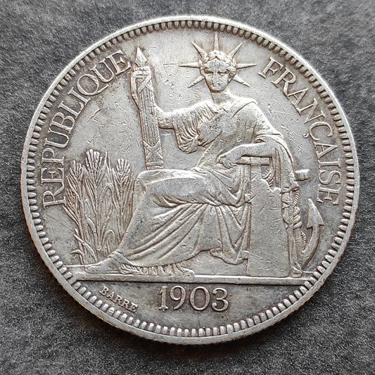 Indochina Francesa Comercial Piastre 1903 Plata 26,85 gr