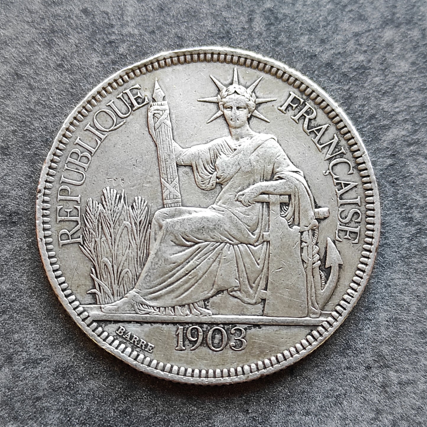 Indochina Francesa Comercial Piastre 1903 Plata 26,89 gr