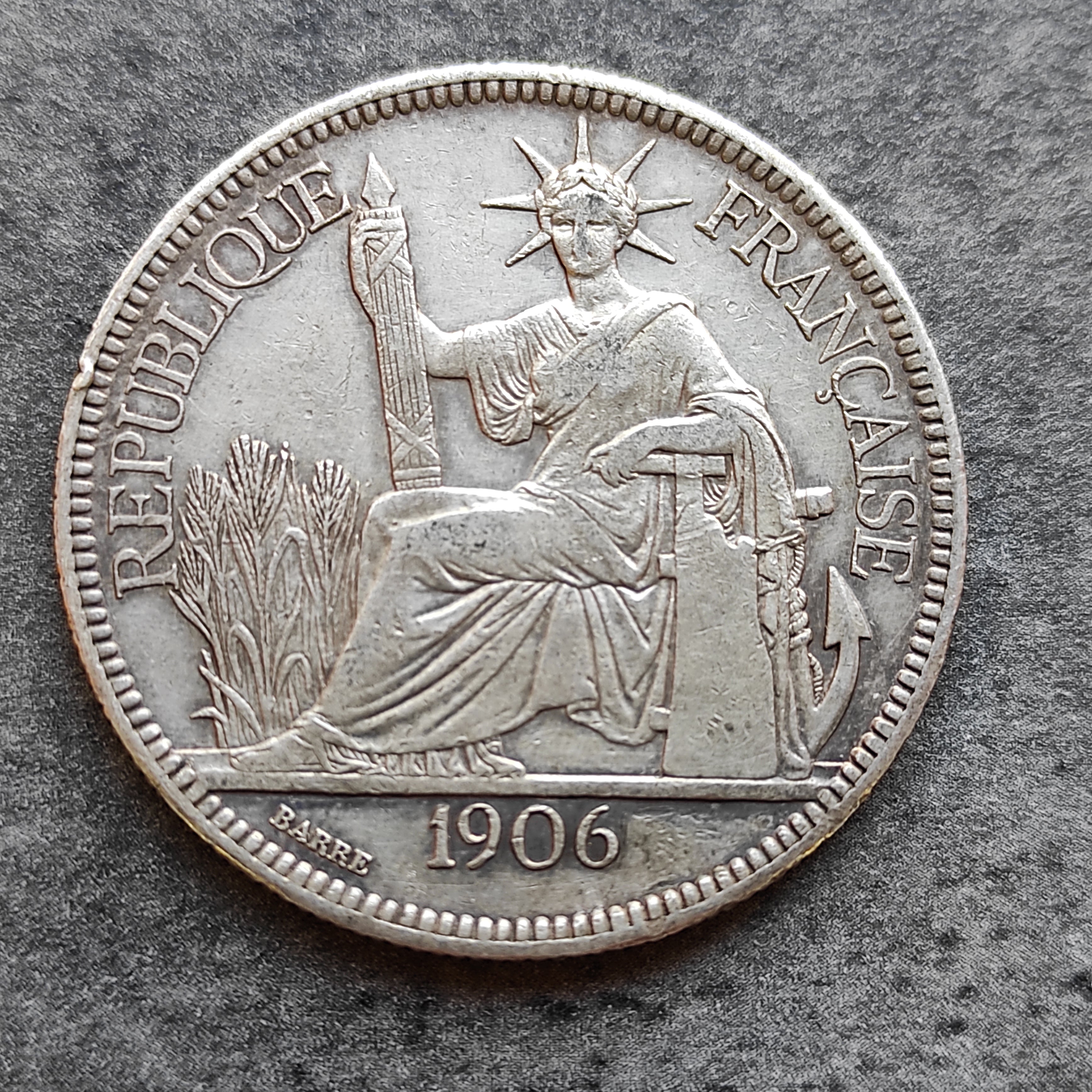 French Indochina Piastre de Commerce 1906 Silver 26.81 gr NumisCoin