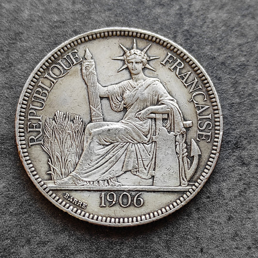 Indochina Francesa Comercial Piastre 1906 Plata 26,88 gr