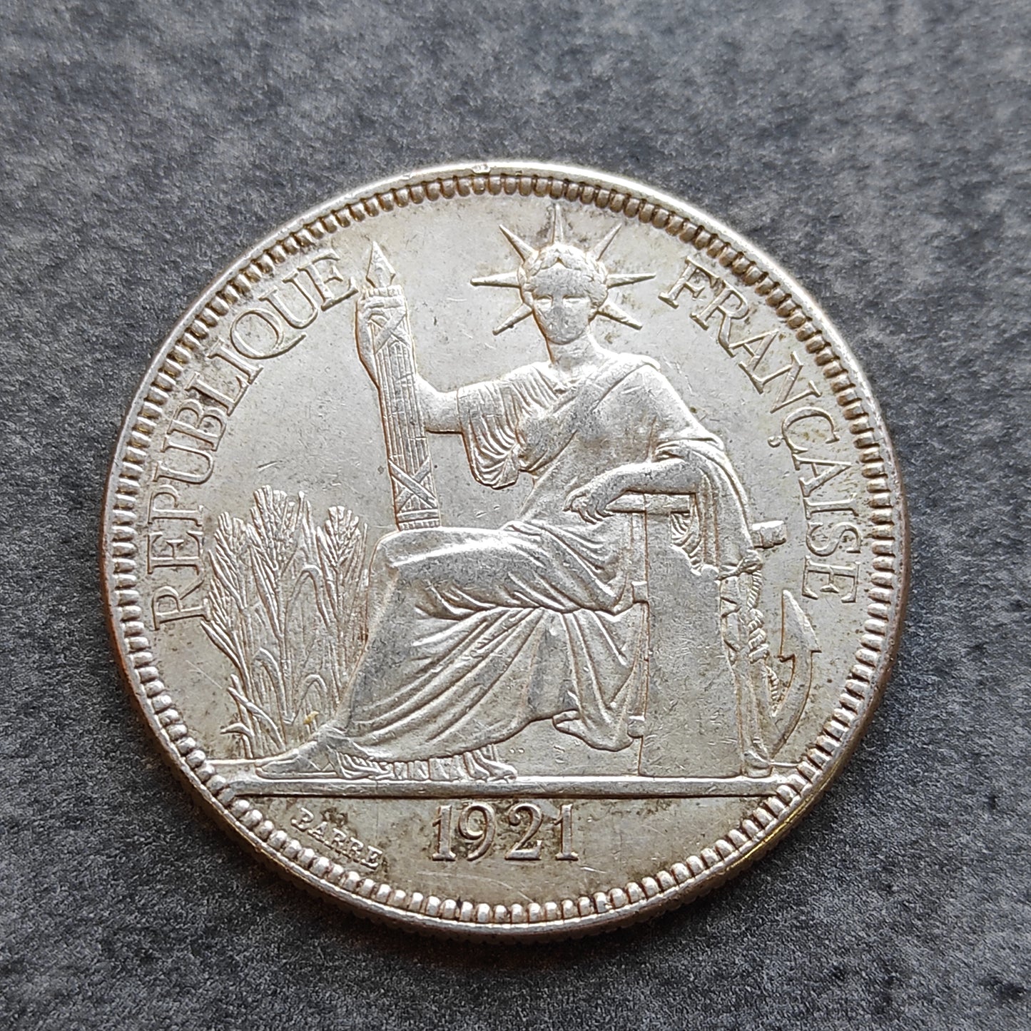 French Indochina Piastre de Commerce 1921 Silver 26.97 gr