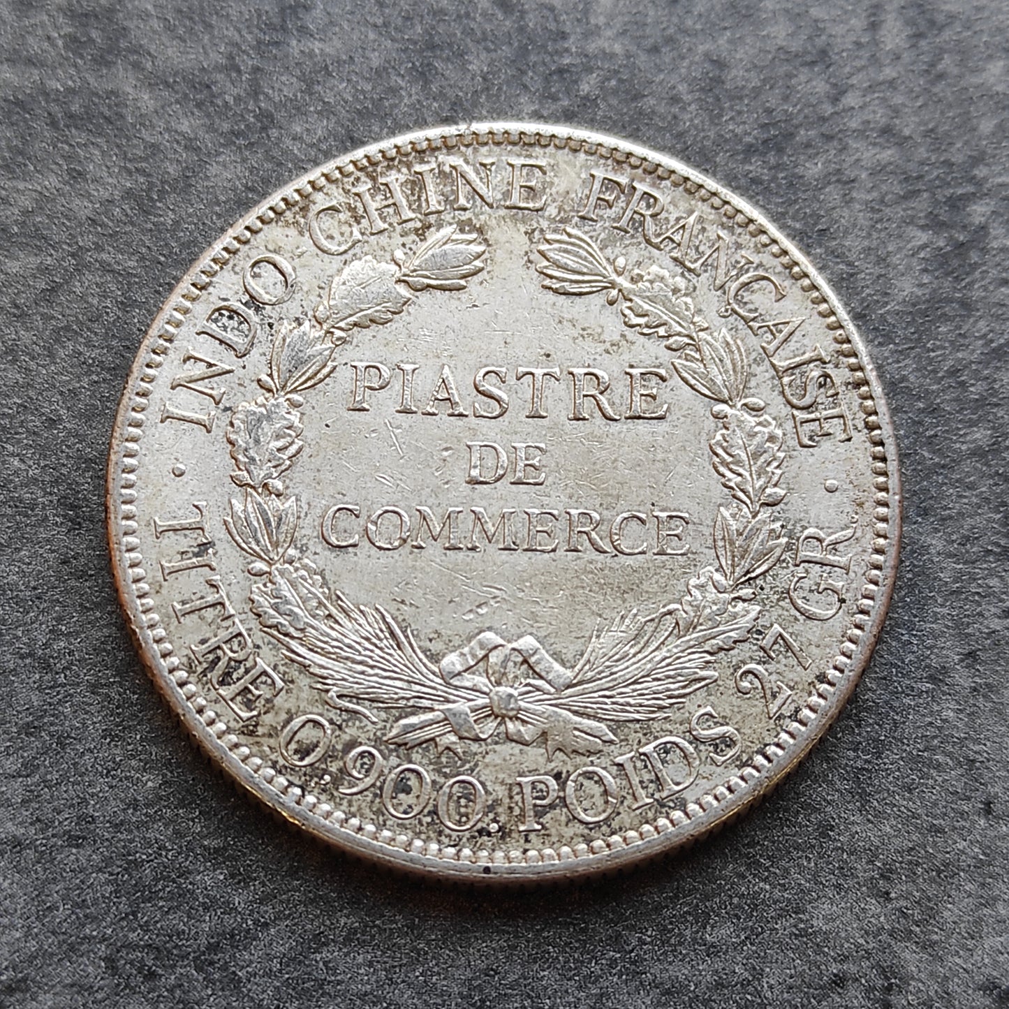 French Indochina Piastre de Commerce 1921 Silver 26.97 gr