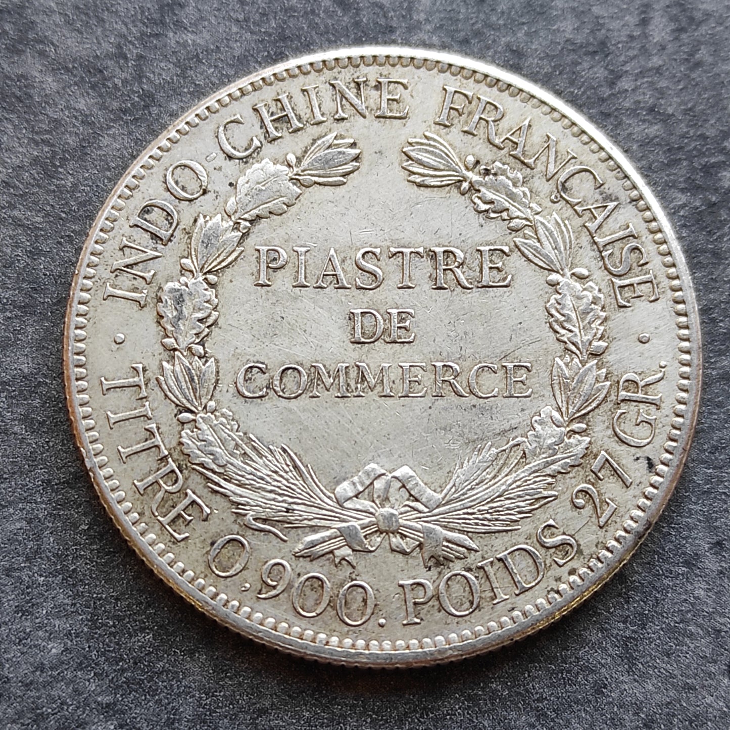 French Indochina Piastre de Commerce 1921 Silver 26.97 gr