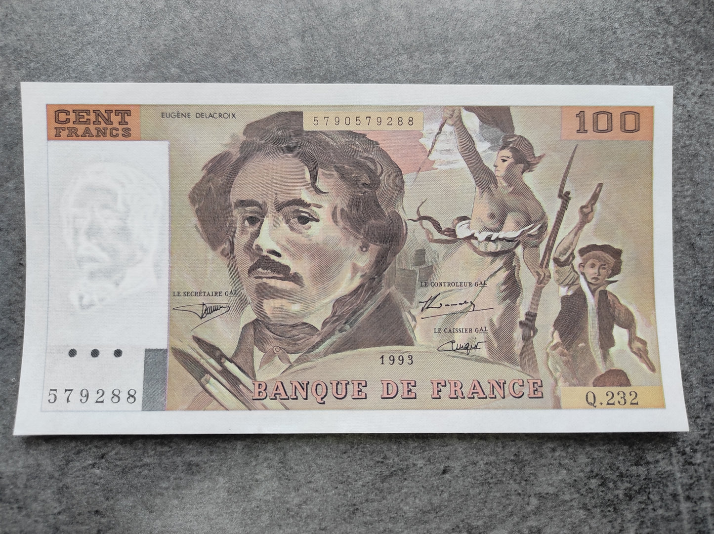 Francia Nuevo billete de 100 francos Eugène Delacroix 1993