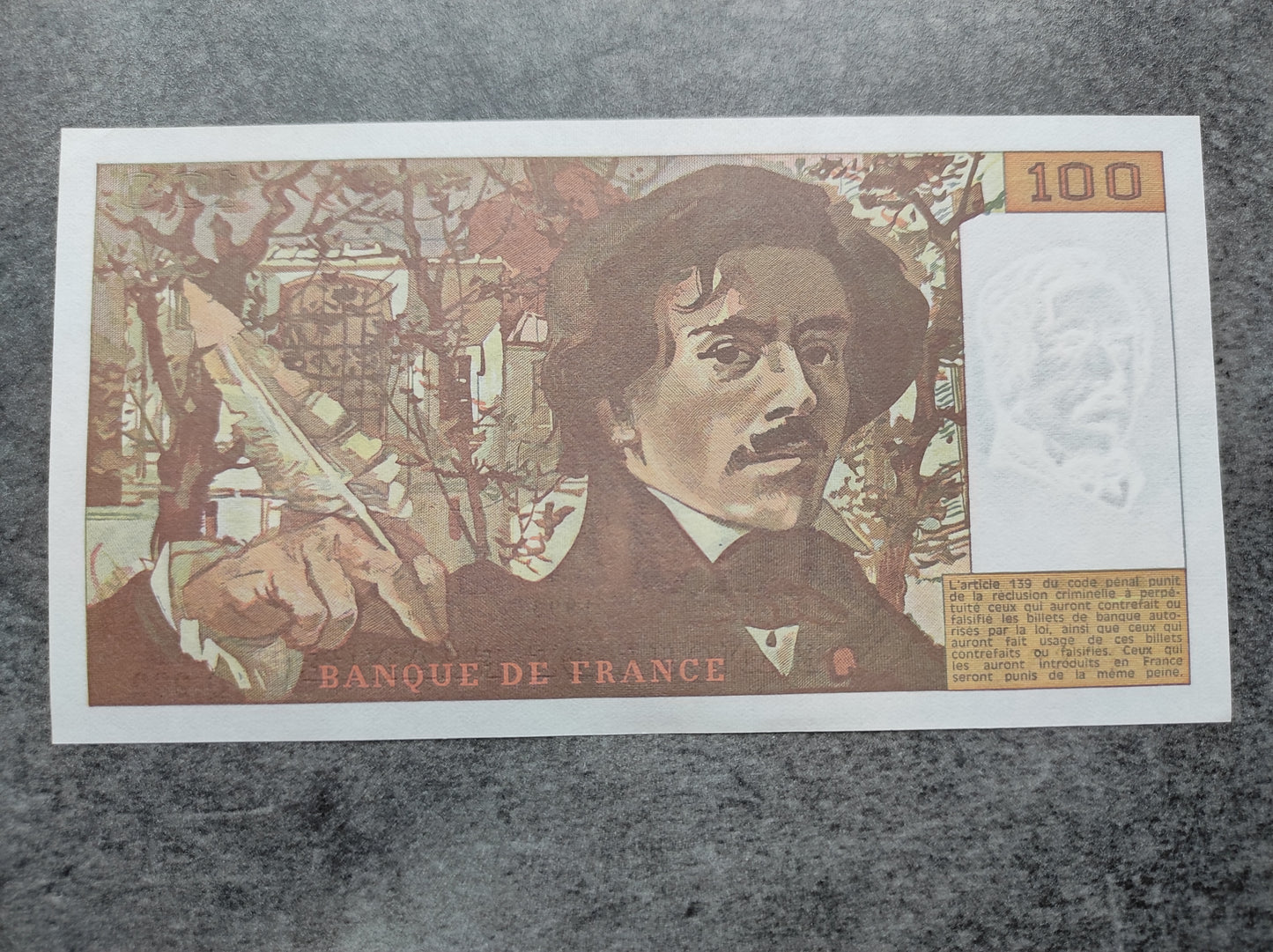 Francia Nuevo billete de 100 francos Eugène Delacroix 1993