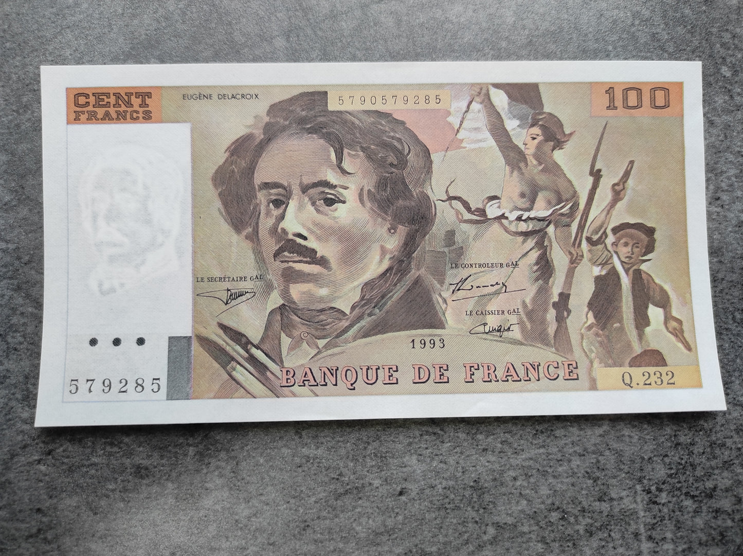 Francia nuevo billete de 100 francos Eugène Delacroix 1993