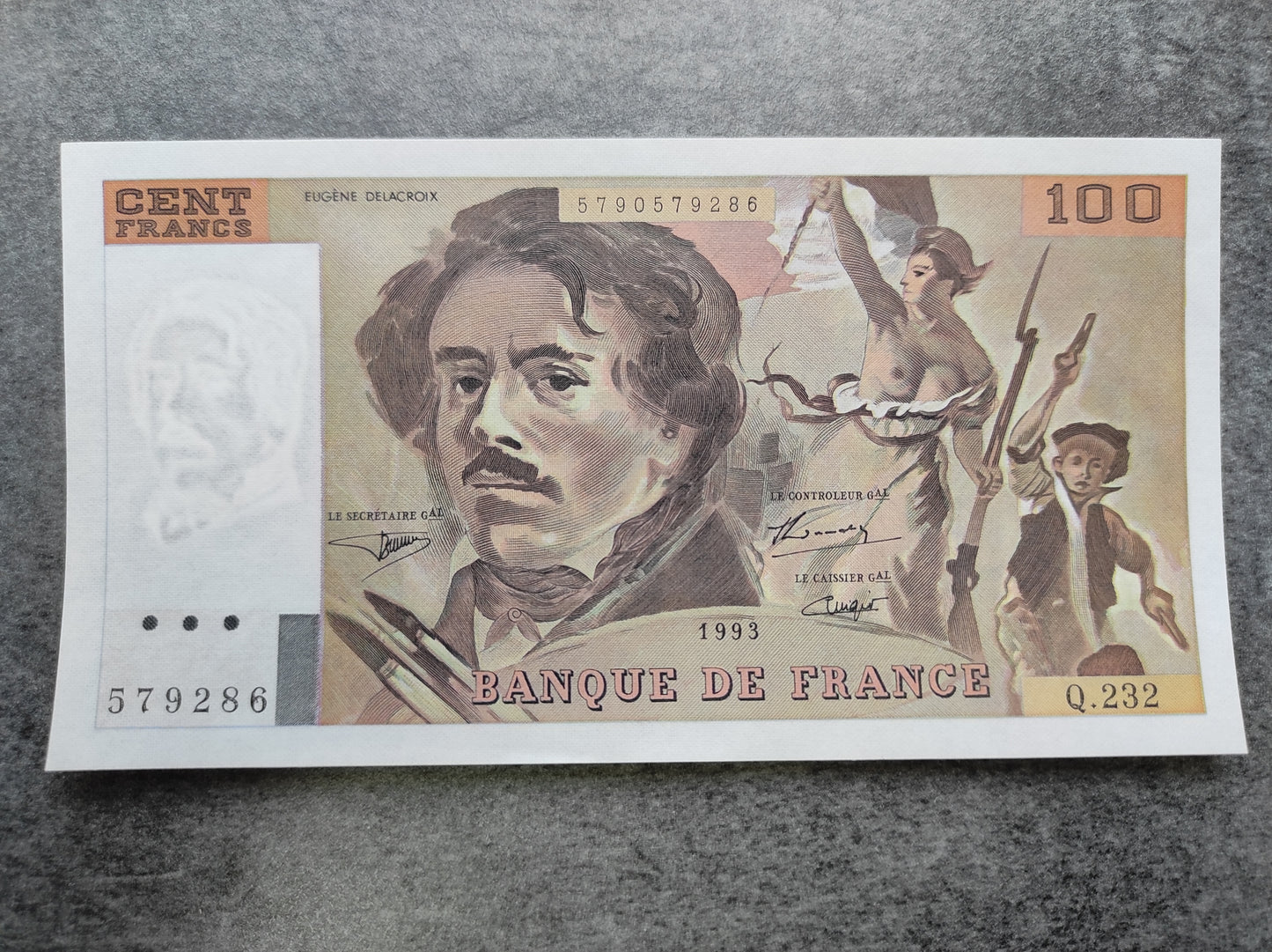 Francia nuevo billete de 100 francos Eugène Delacroix 1993