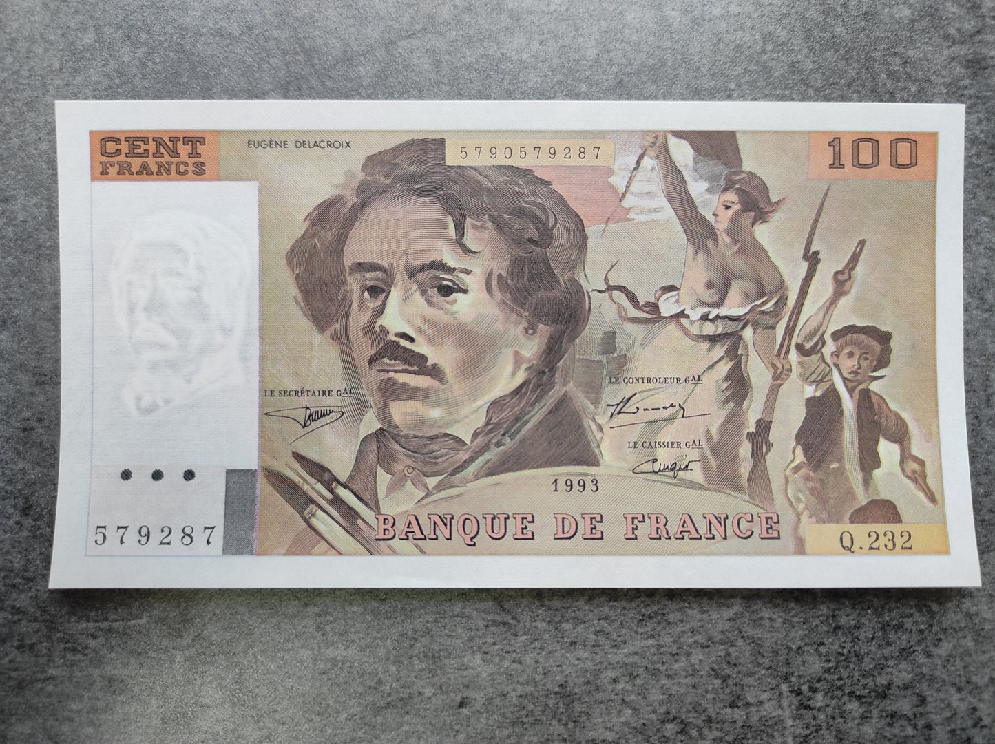 Francia nuevo billete de 100 francos Eugène Delacroix 1993