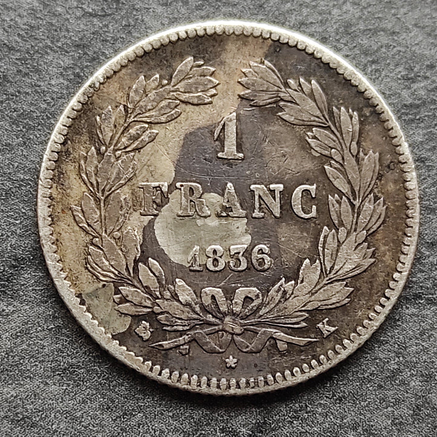 Louis Philippe (1830-1848) - 1 Franc 1836 K Burdeos - 4,95 gr - Plata