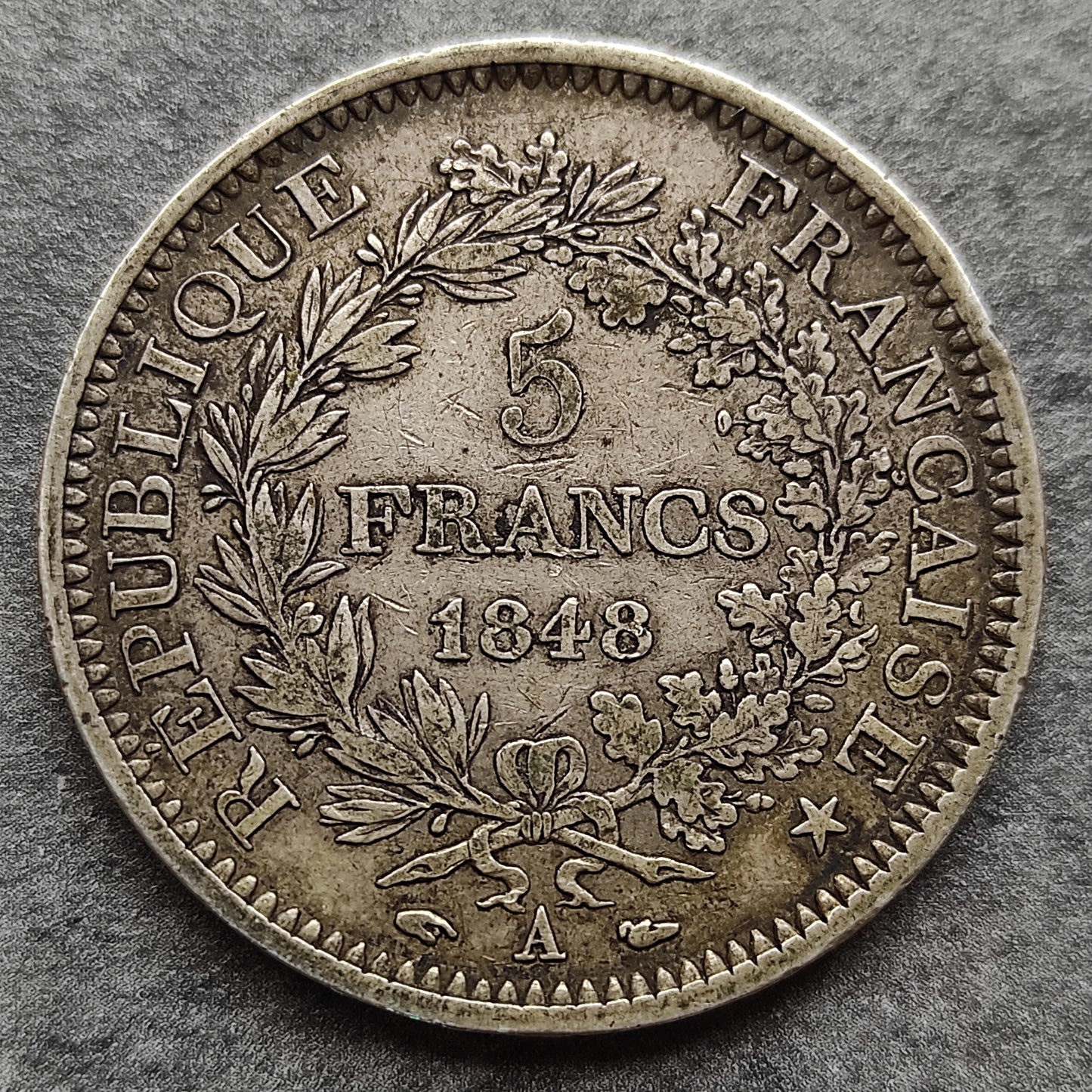 Hércules - 5 Francs 1848 A Paris - 24,88 gr - Plata