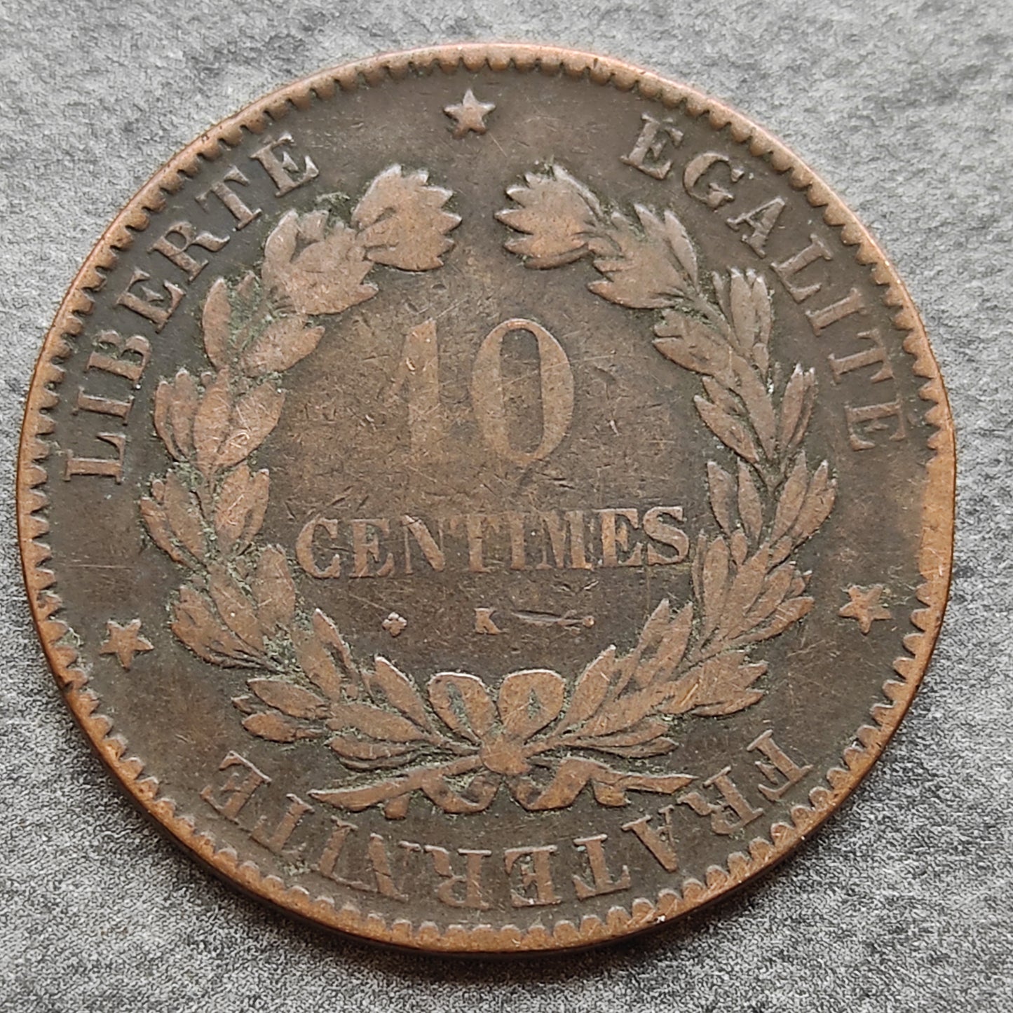 Ceres 10 Céntimos 1877 K Burdeos 9,73 gr