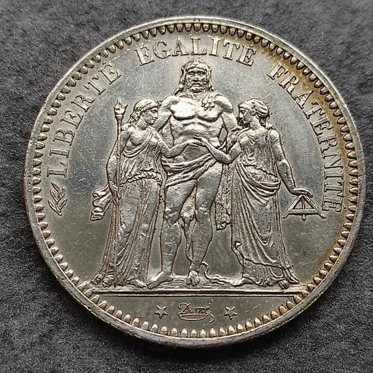 Hércules 5 Francos 1873 A París Plata