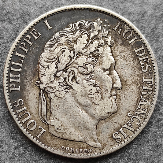 Luis Felipe (1830-1848) 5 Francos 1845 A París Plata