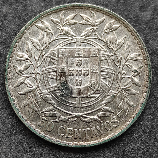 Portugal 50 Centavos 1913 Plata