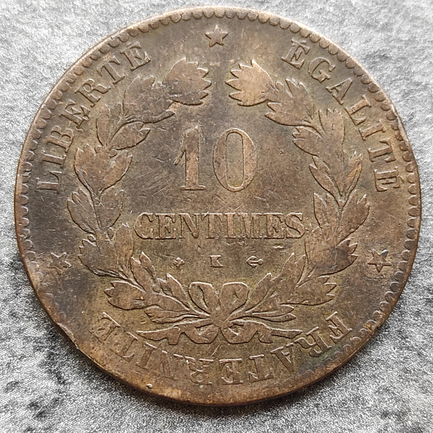 Ceres 10 Céntimos 1876 K Burdeos