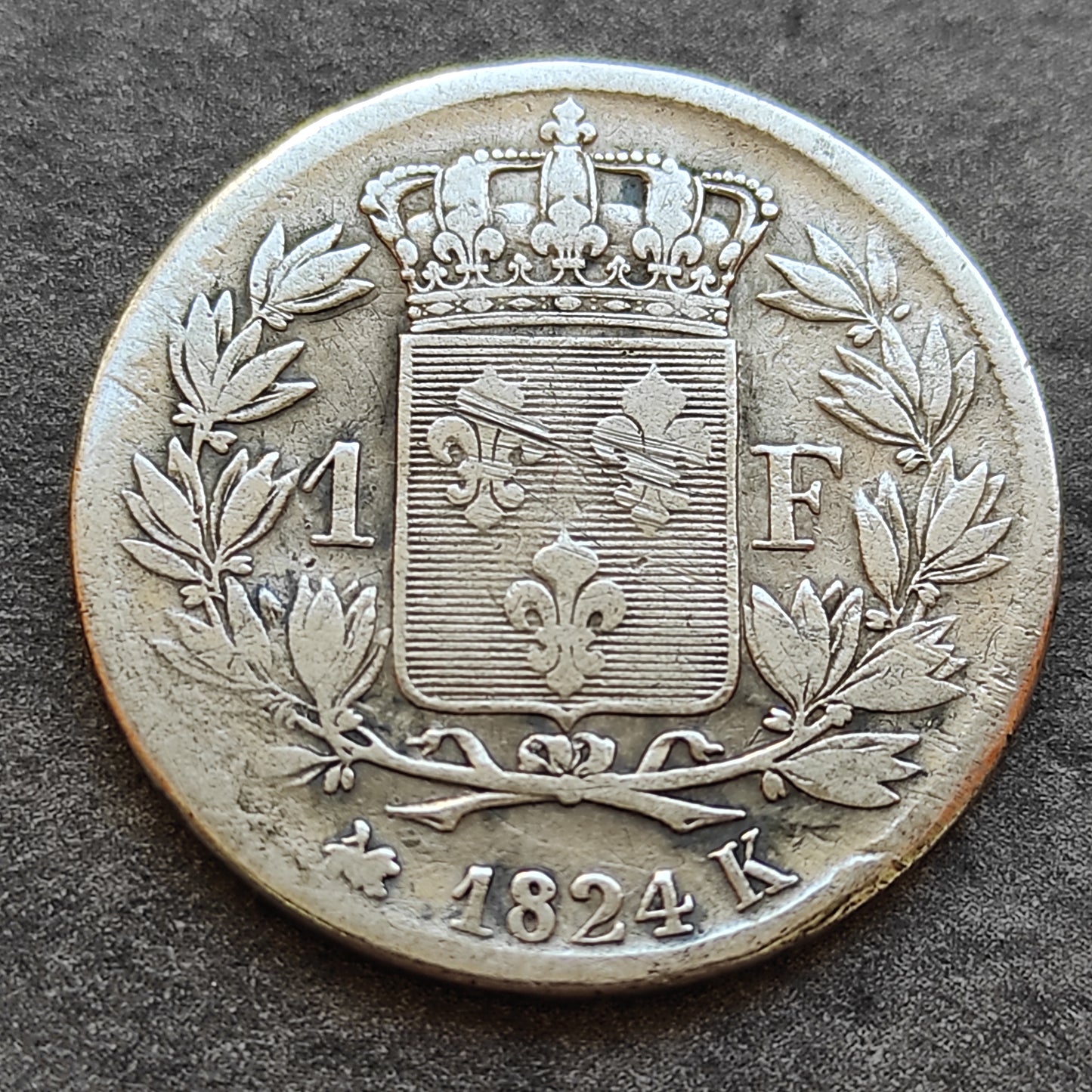 Luis XVIII (1815-1824) 1 Franco 1824 K Burdeos 4,88 gr