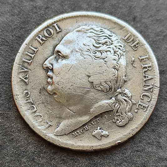 Luis XVIII (1815-1824) 1 Franco 1824 K Burdeos 4,88 gr