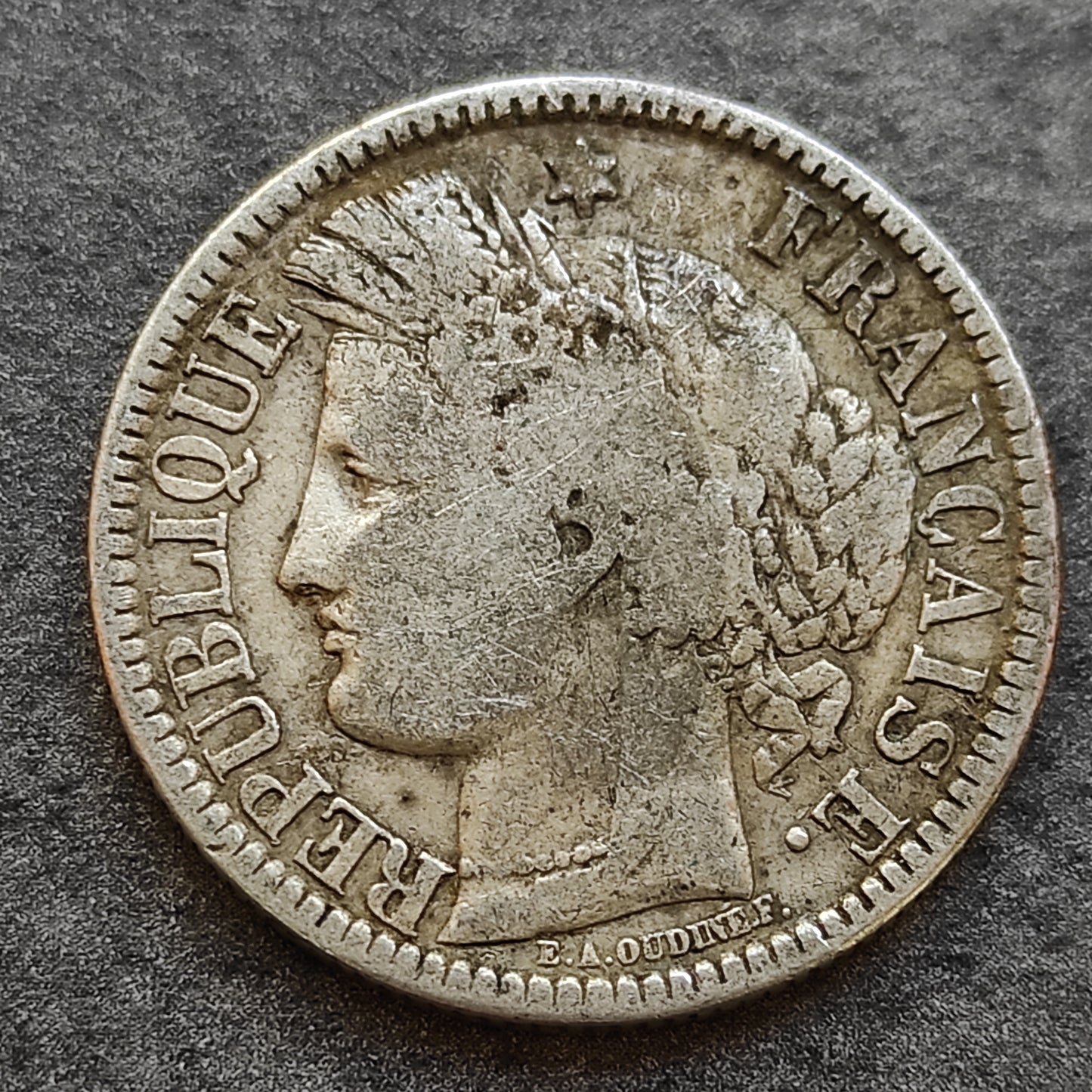 Ceres sin leyenda 2 Francos 1871 K Plata 9,54 gr