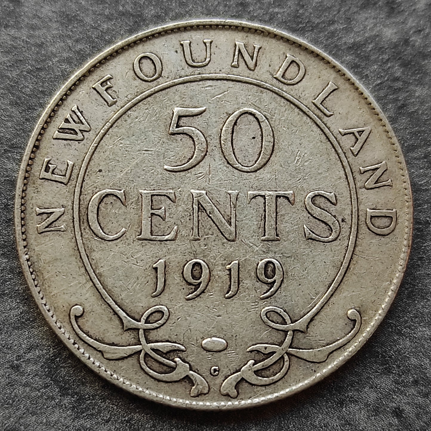 50 Centavos Canadá Terranova 1919 C Plata 11.55 gr