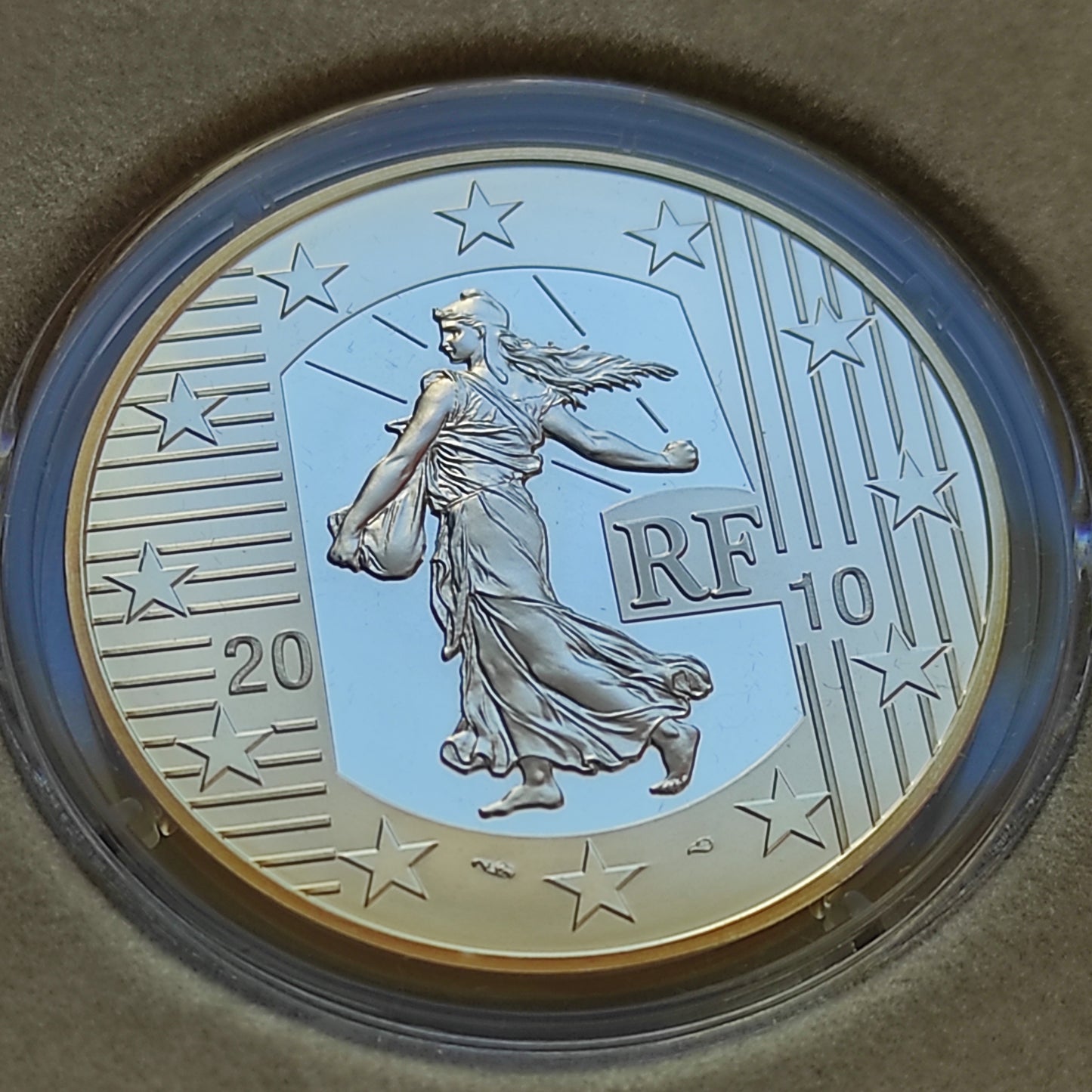 La Semeuse - 10 Euros 2010 - Plata Proof - Cincuentenario del nuevo franco - 37 mm - 22,2 gr