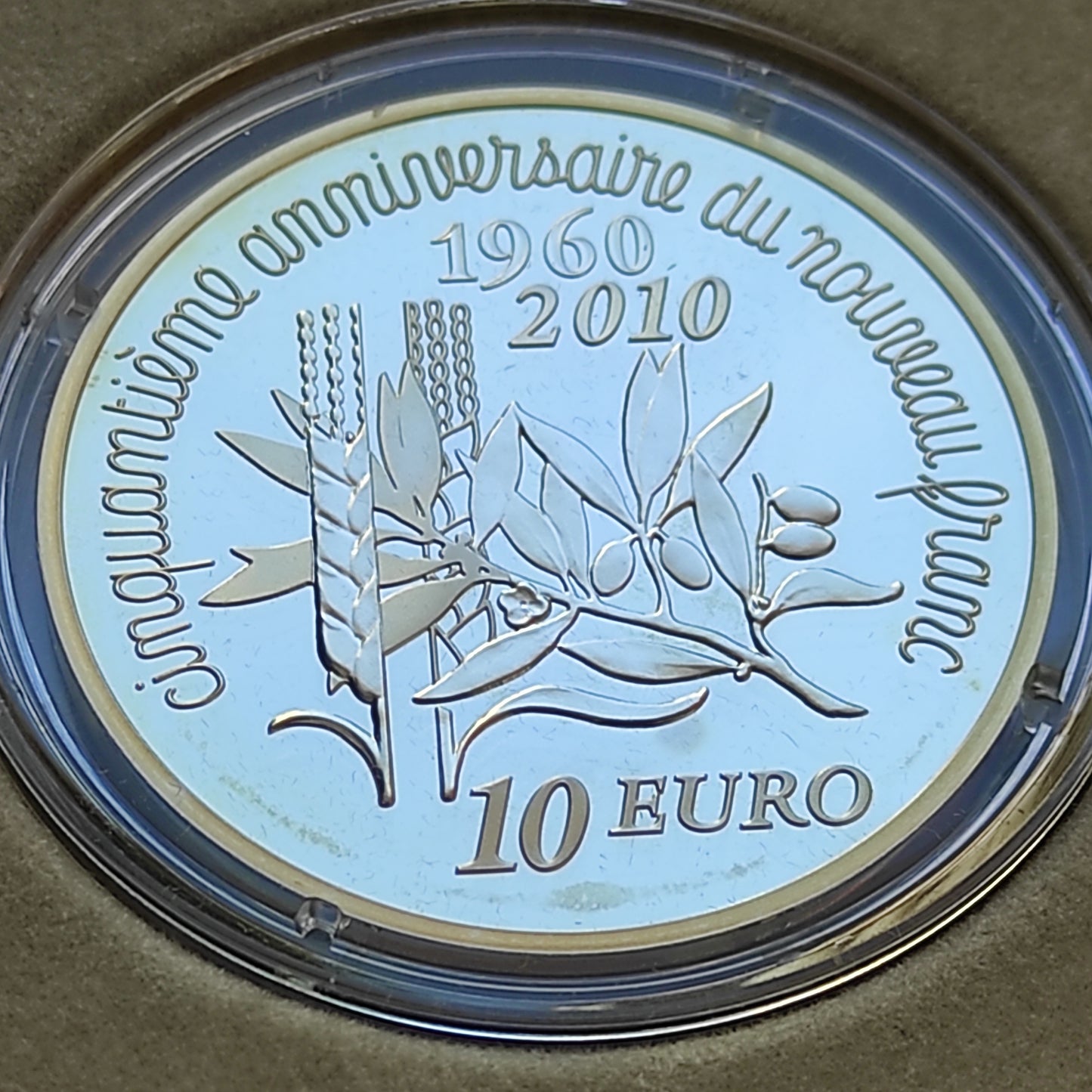 La Semeuse - 10 Euros 2010 - Plata Proof - Cincuentenario del nuevo franco - 37 mm - 22,2 gr