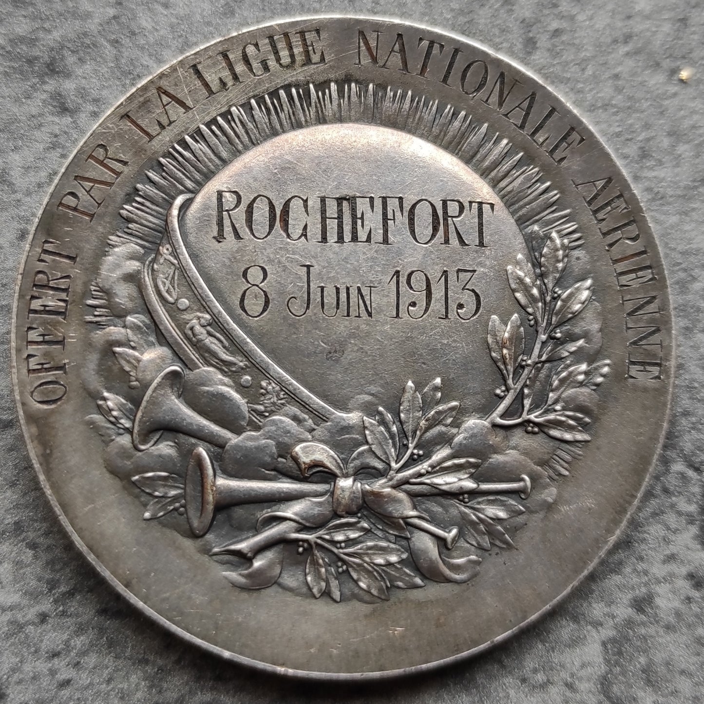 Medal National Air League Rochefort June 8, 1913 Silver bronze 54.55 gr 50 mm