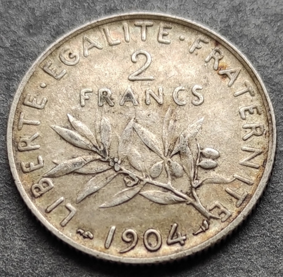 Francia 2 Francos 1904 Sembrador Plata 10.01 gr