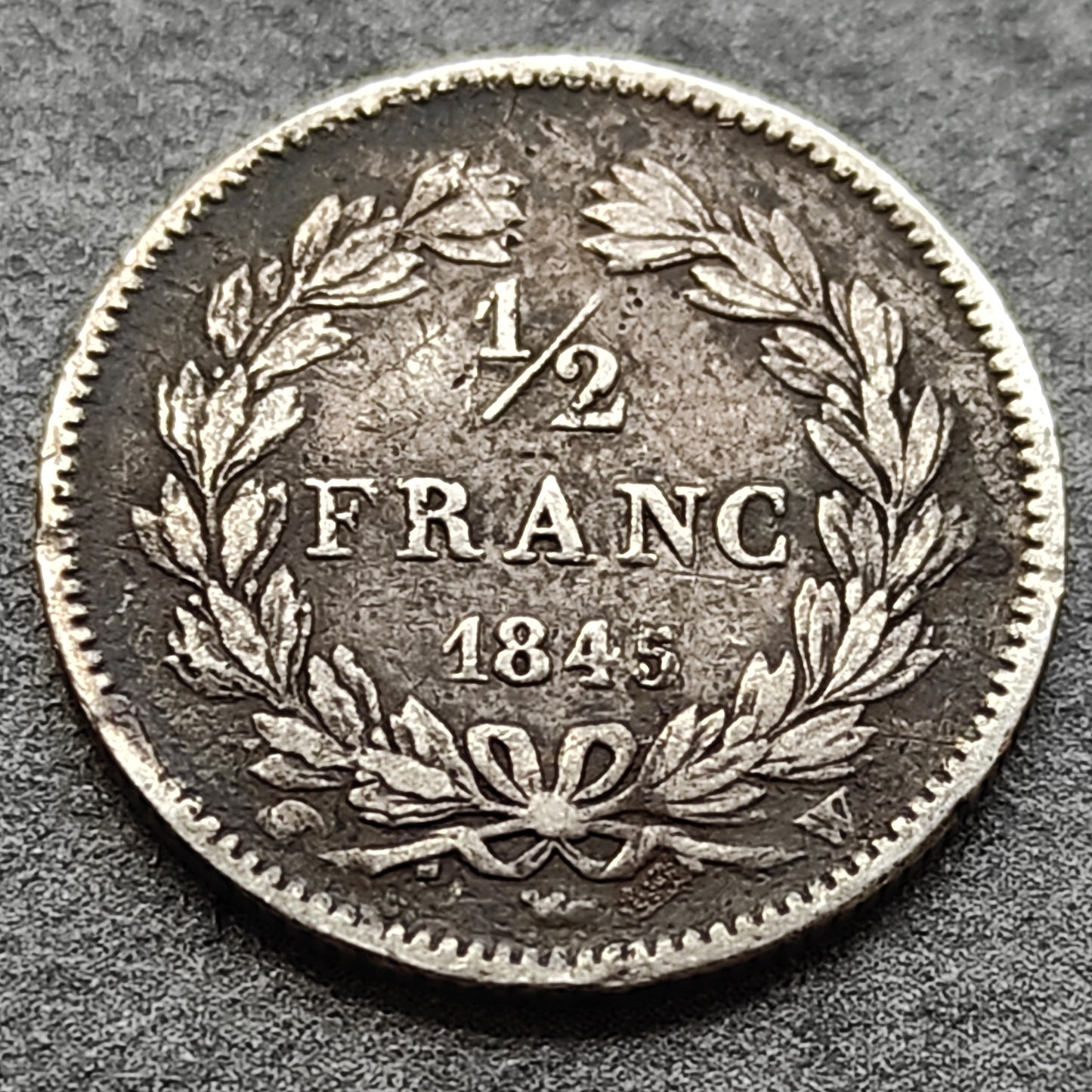 Francia 1/2 Franco 1845W Lille Louis Philippe Plata 2,45 gr