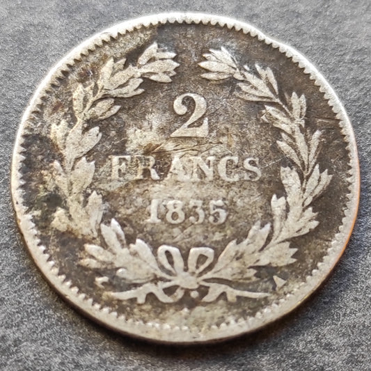 Luis Felipe 2 Francos 1835 A París Plata