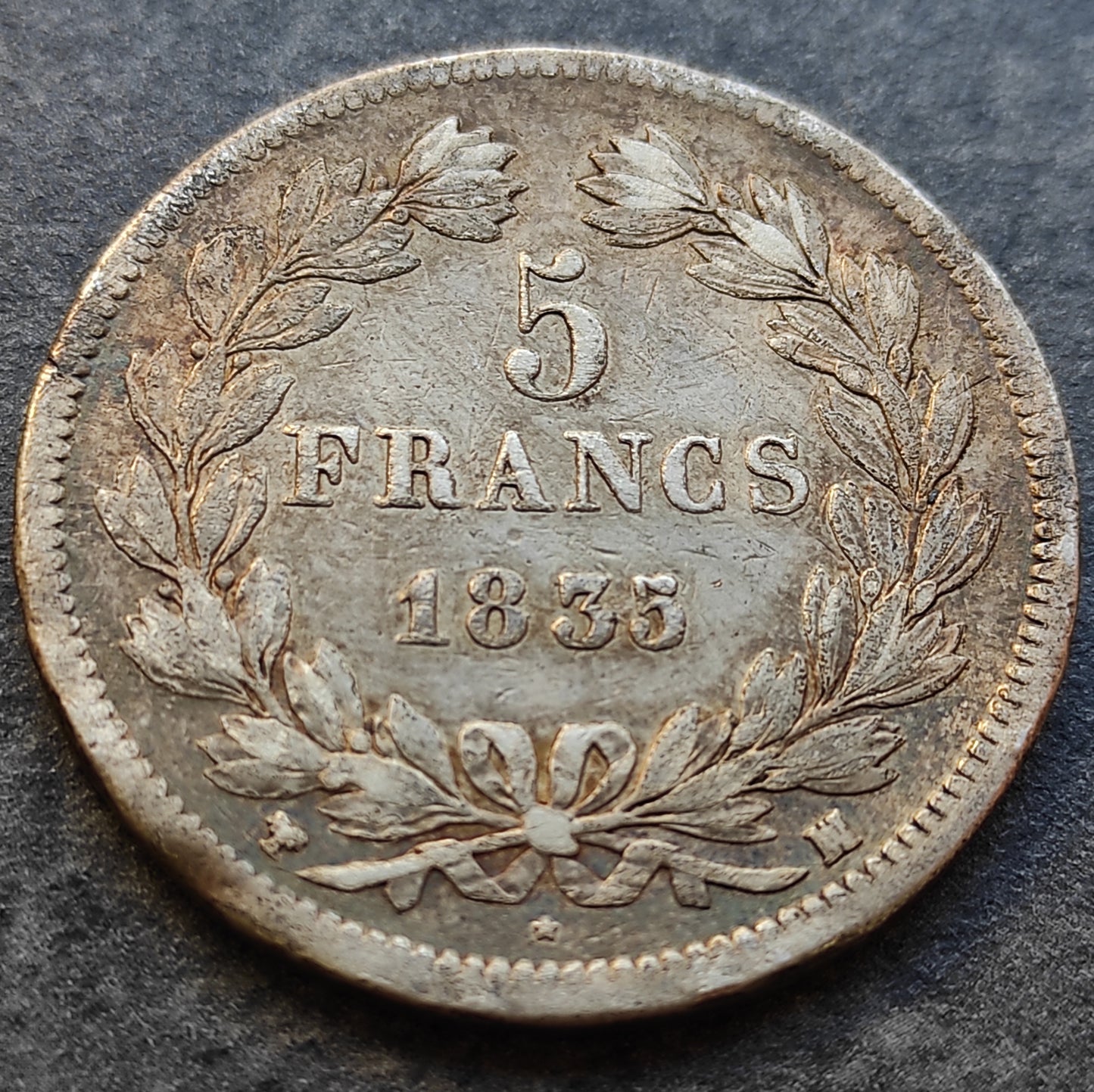 Louis-Philippe 5 francos 1835 MA Marsella. Plata 24,56 gramos