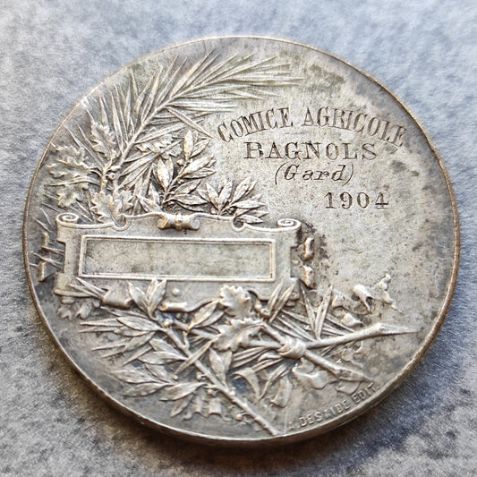 Bagnols agricultural comice (Gard) 1904. Silver bronze. 47.15 gr